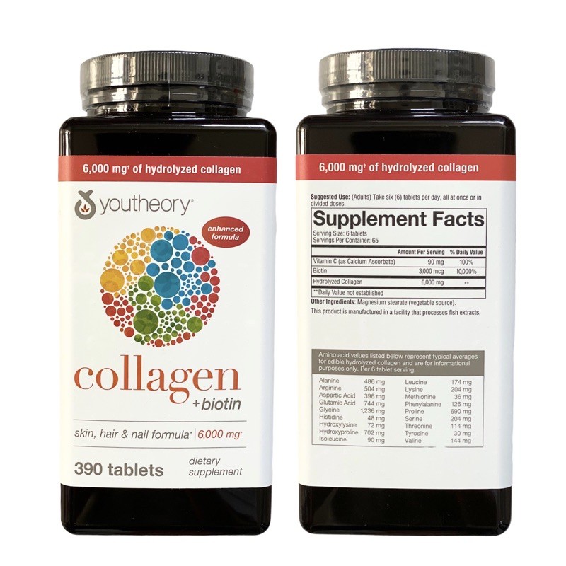 [HÀNG MỸ] Viên Uống Đẹp Da - Chống Lão Hóa Collagen Youtheory - Bổ sung Collagen (Mẫu Mới ) - HỘP 390 Viên