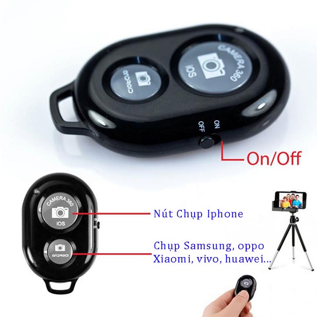 [Giá sỉ] Nút điều khiển chụp ảnh từ xa remote -  chụp ảnh bluetooth điện thoại tiện lợi