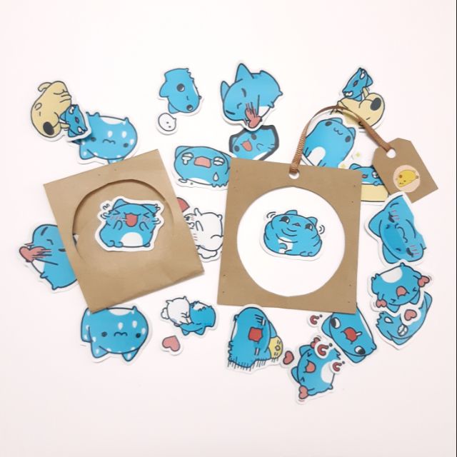 Sticker nhám siêu mèo Capoo dán trang trí planer, scrapbook,....size nhỏ 3-5cm