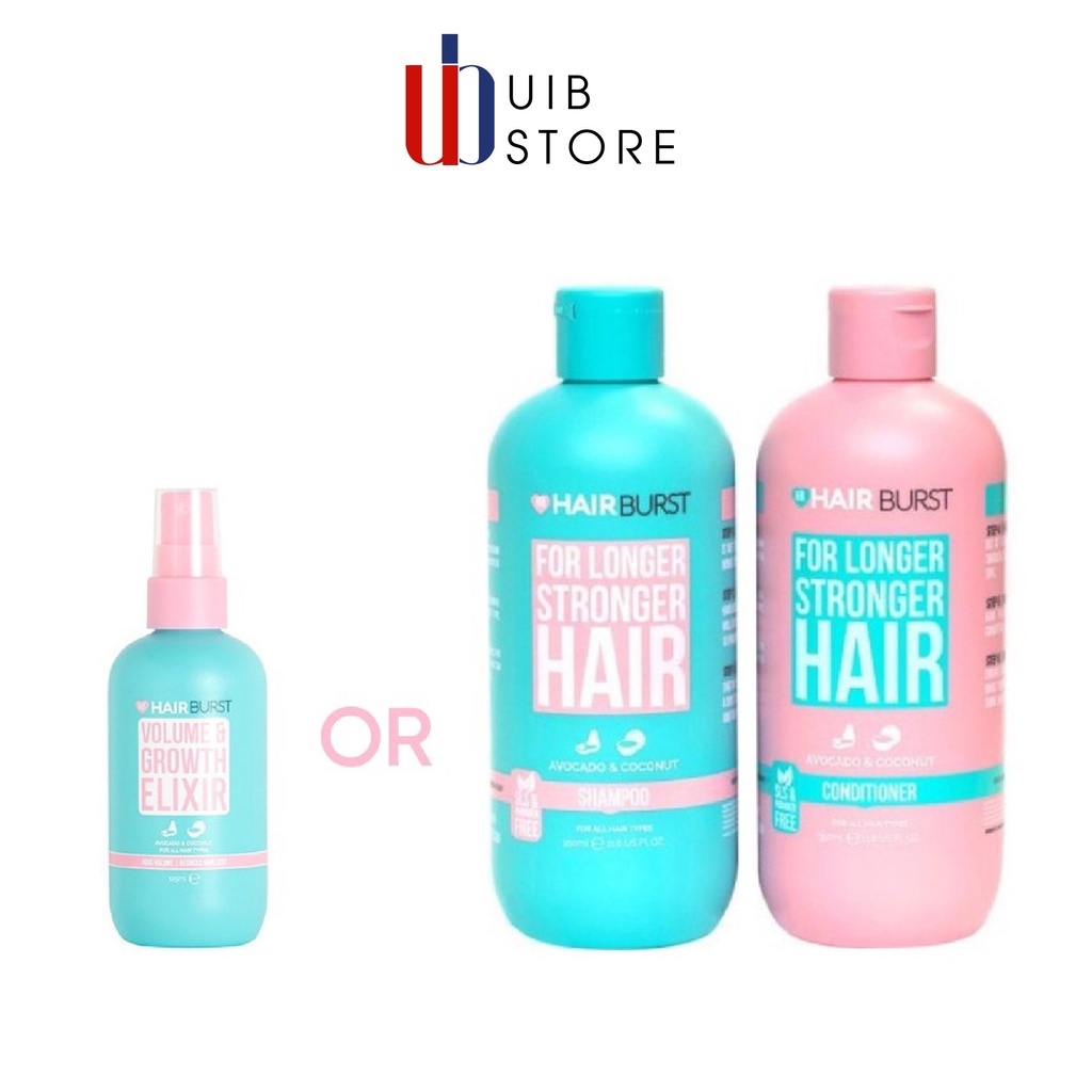 Cặp gội xả HAIRBURST hoặc  Xịt tóc HairBurst  hỗ trợ  tóc mọc dài hơn chắc khỏe hơn 350ml/chai