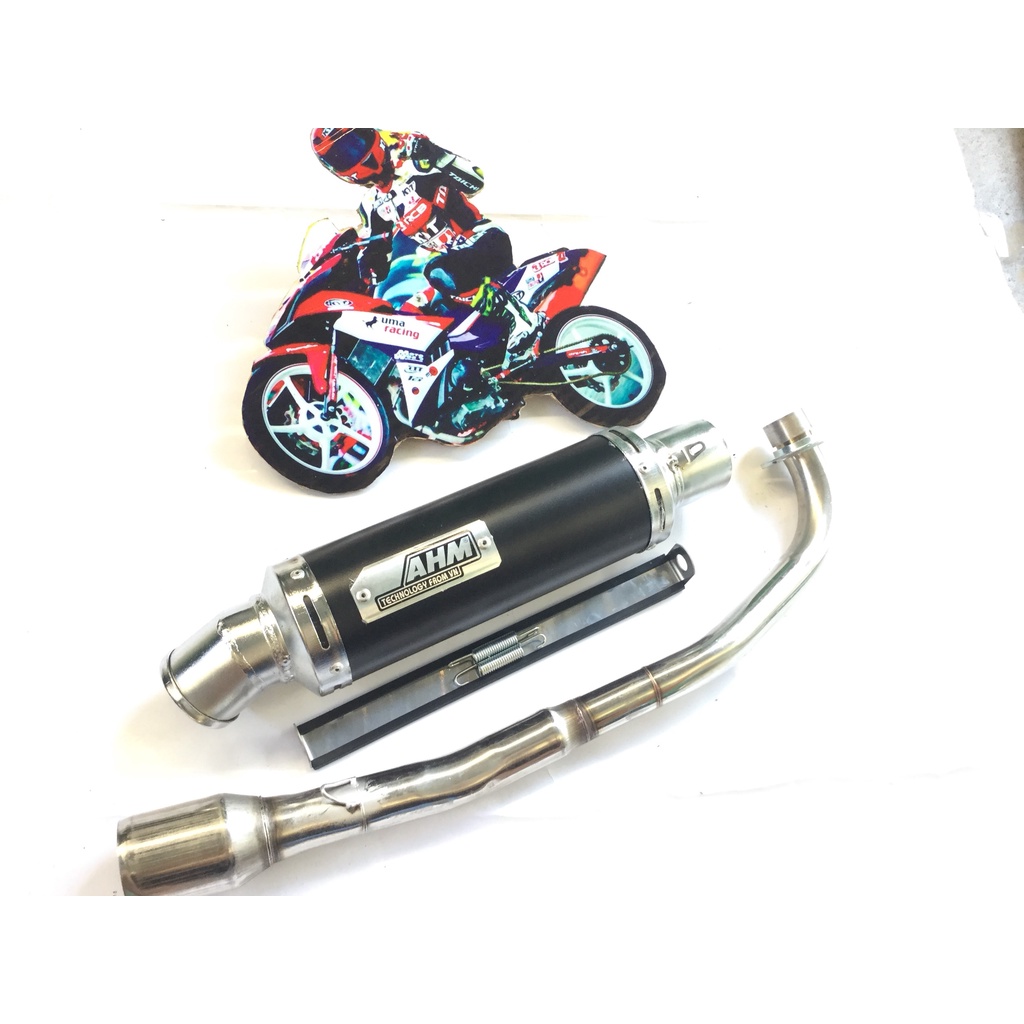 Bộ pô ahm đen full cổ INOX THẲNG WAVE, SI, CUP, DREAM, EXCITER, WINER, SONIC, RAIDER FI, SATRIA, GSX