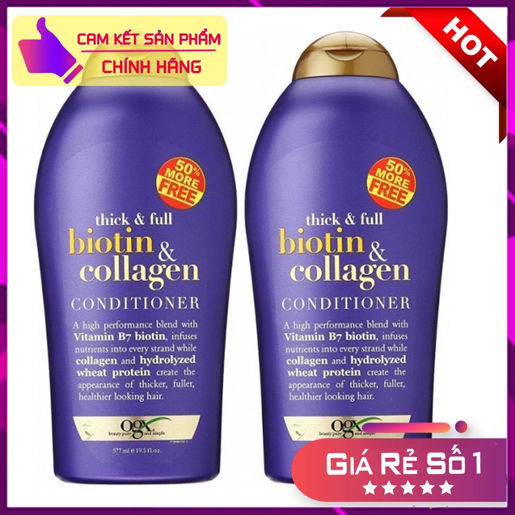 COMBO dầu gội và dầu xả 💥HÀNG CAO CẤP💥 dầu gội dưỡng tóc BIOTIN COLLAGEN OGX 577ml x2