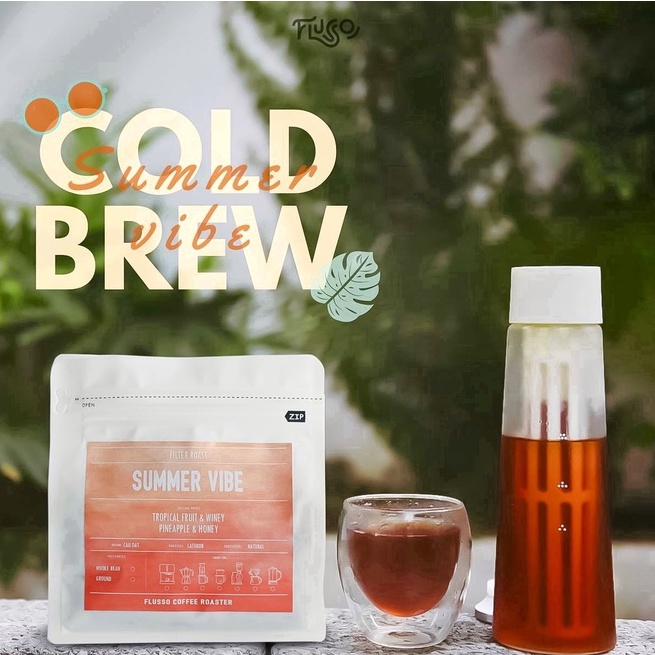 Cà Phê Cold Brew Nguyên Chất Flusso Summer Vibe - Cà Phê Ủ Lạnh Cold Brew, Pour Over