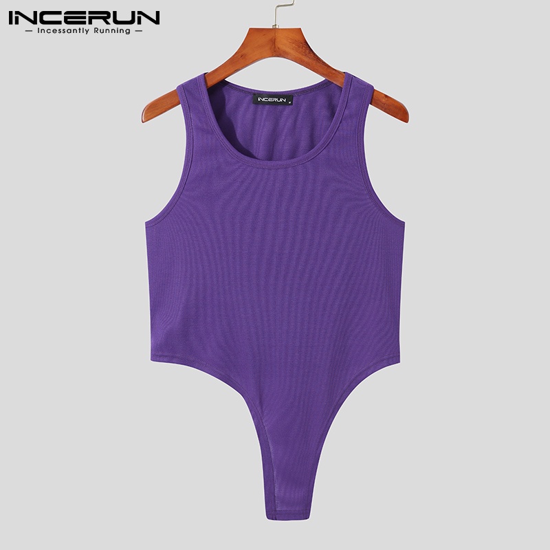 Áo kiểu INCERUN không tay màu trơn bất đối xứng phong cách thời trang dành cho nam