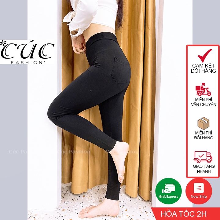 Quần legging dài nữ Cúc Fashion vải thun cao cấp giữ nhiệt leggin thun cạp cao ôm bó vải dày dặn bigsize QL08