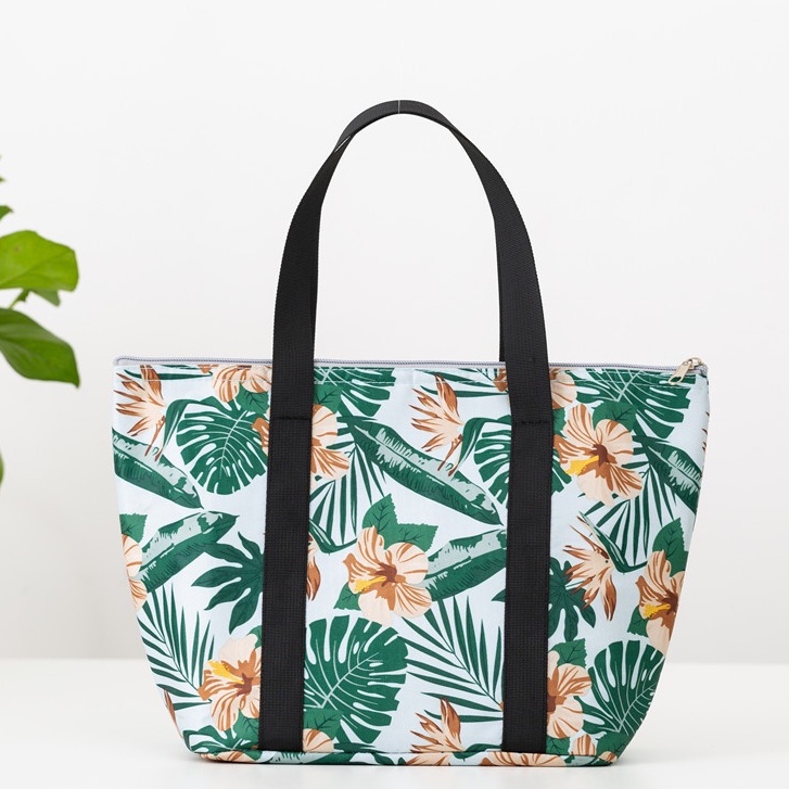 Túi đựng hộp cơm, thức ăn lót nhôm giữ nhiệt TROPICAL, ngăn to, có khoá kéo