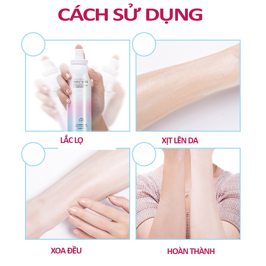 Xịt Chống Nắng Trắng Da bật tông 💖FREESHIP💖 kem chống nắng ,Chính Hãng Maycreate LYSHOP A24