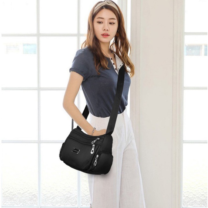 Túi đeo chéo nữ vải dù nhiều ngăn chống nước kiểu dáng Hàn Quốc
