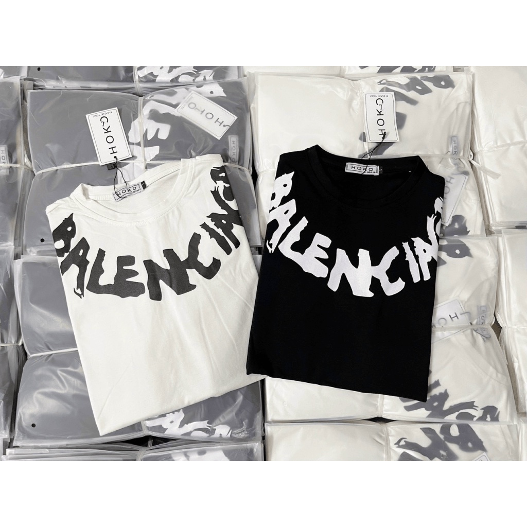 [FREE SHIP] ÁO THUN NAM CỔ TRÒN BALEN 2 MÀU TRẮNG- ĐEN