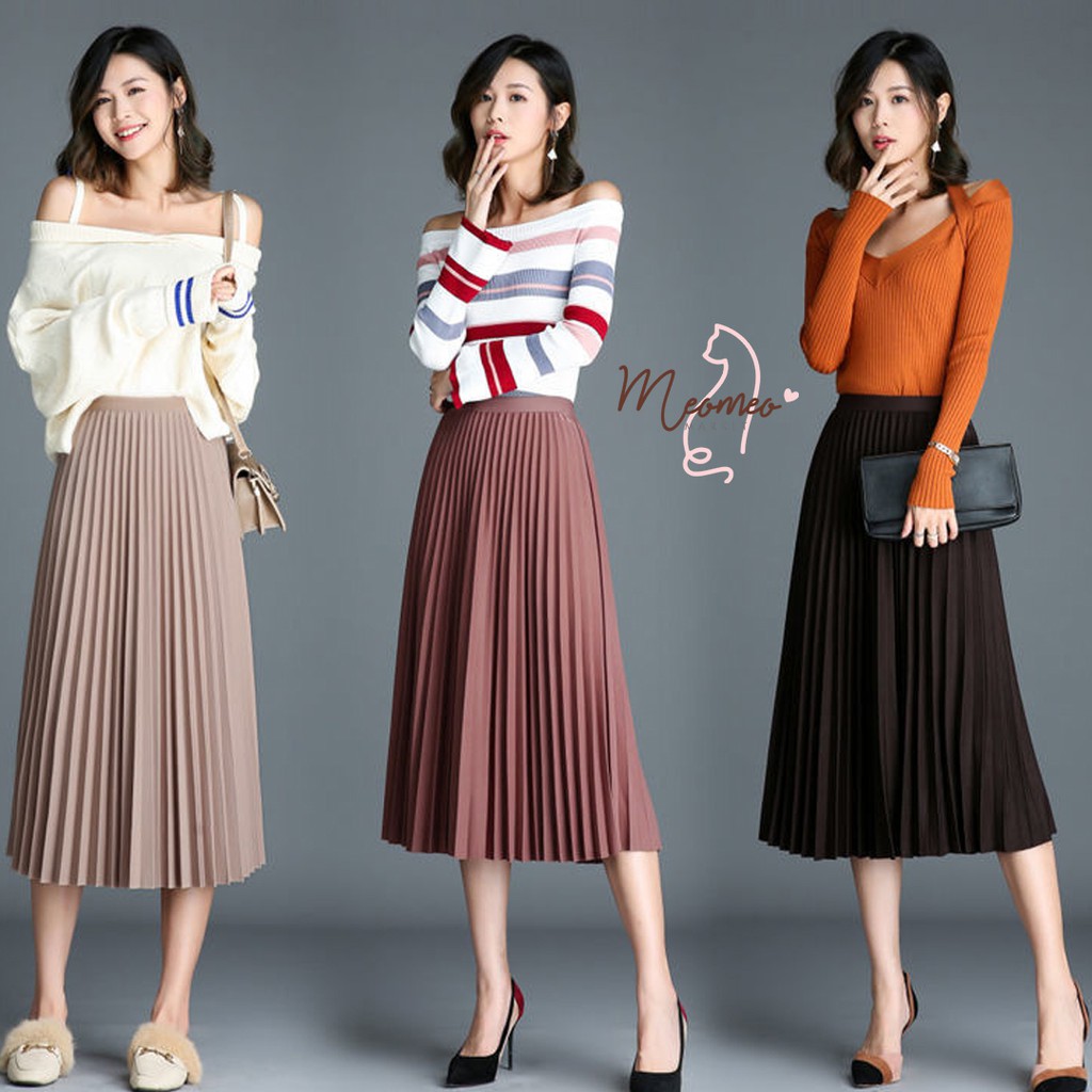 Chân váy xếp ly midi dáng dài Vintage - [Ảnh Thật] Chân váy dài midi xếp li siêu hot [Hàng thiết kế] | BigBuy360 - bigbuy360.vn