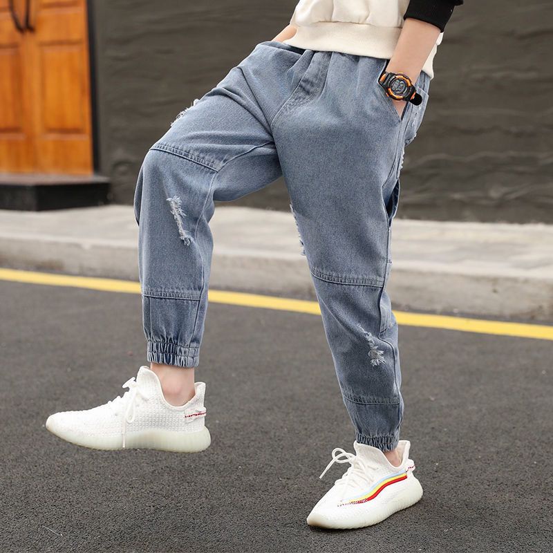 [Seluar Quần Jean budak lelaki] Quần Jean Denim Rách Thời Trang Xuân Thu Cho Bé Trai Và Bé Gái [Seluar Jean kanak-Knak]