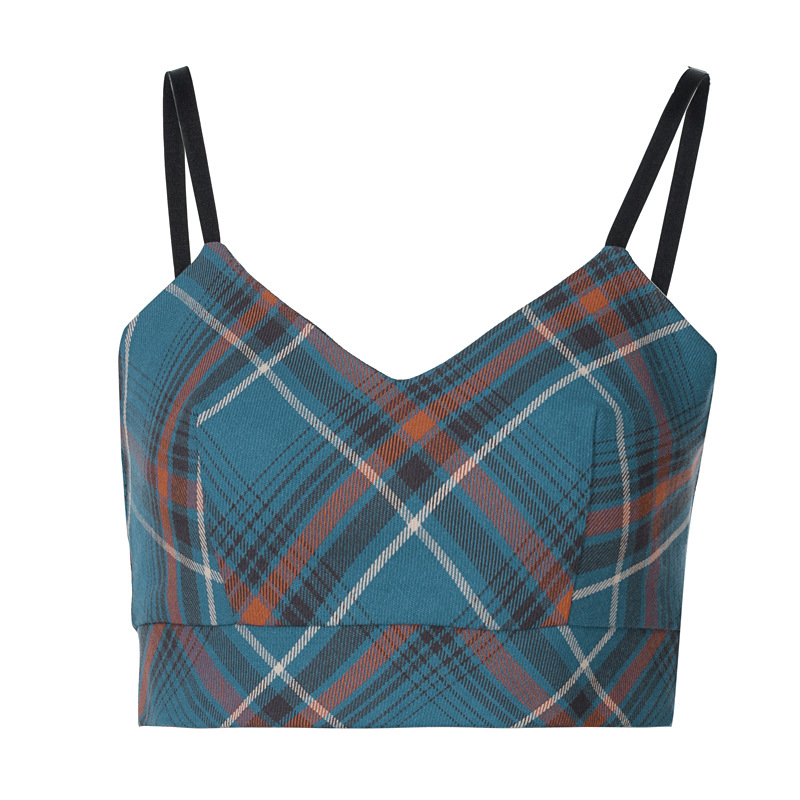 DUNEA Áo hai dây phối ngoài họa tiết ca rô thời trang thanh lịch cho nữ