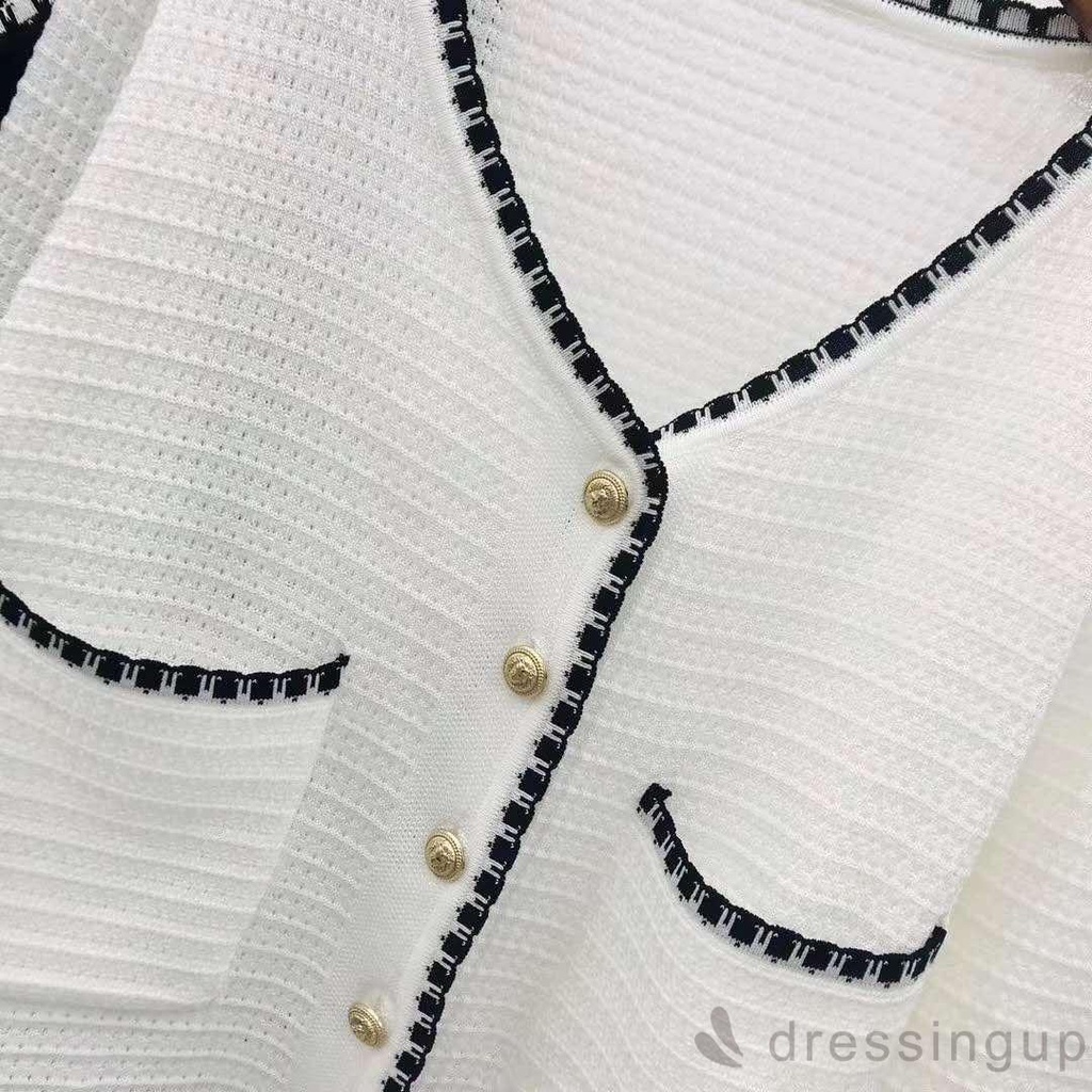 Áo Dệt Kim Tay Dài Dáng Rộng Phối Túi Thiết Kế Thanh Lịch Cho Nữ