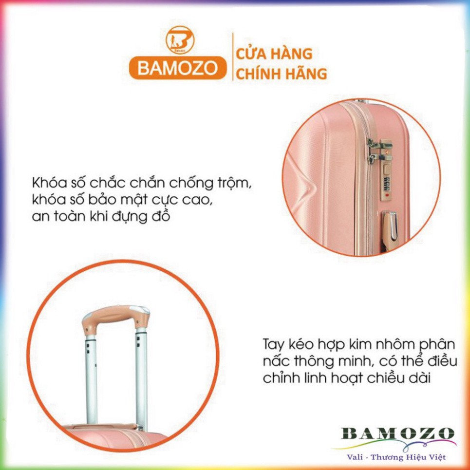 Vali Giá Rẻ Size 20 Inch Valy Kéo Nhựa Du Lịch Bền Đẹp Cao Cấp Chống Nước Chống Trộm Bảo Hành 5 Năm Bamozo 8815