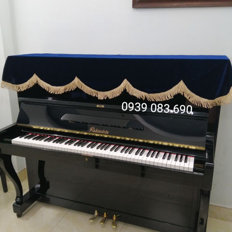 KHĂN PHỦ ĐÀN PIANO CƠ NHUNG DÀY MÀU XANH DƯƠNG