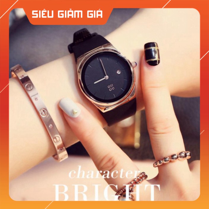 { SIÊU PHAM HOT} Đồng hồ nữ Guou 8160, tặng box, thẻ bảo hành 12 tháng, dây silicon | BigBuy360 - bigbuy360.vn