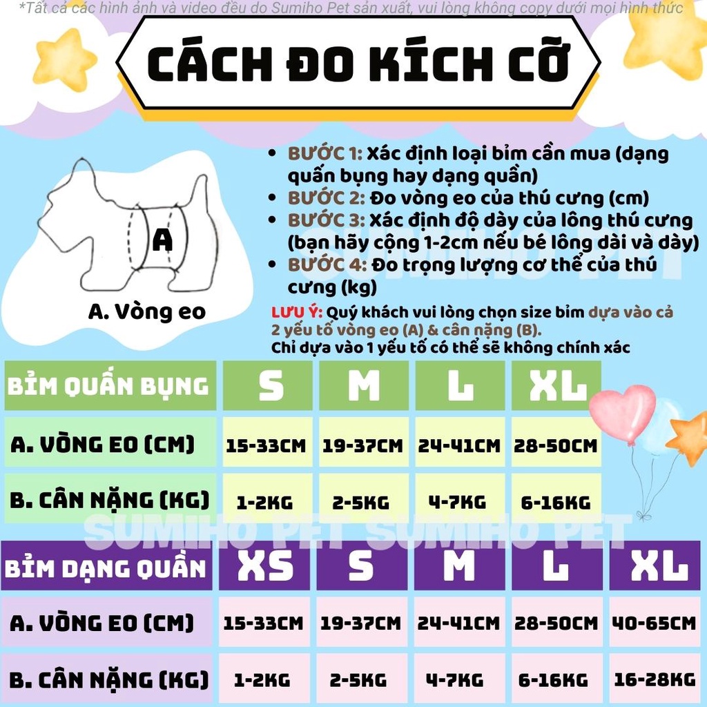 1 miếng bỉm tã cho chó mèo Sumiho Space (bỉm quần và bỉm quấn bụng)
