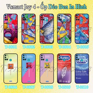Ốp lưng Vsmart Joy 4 - Ốp dẻo đen in hình Bao Cao Su Durex