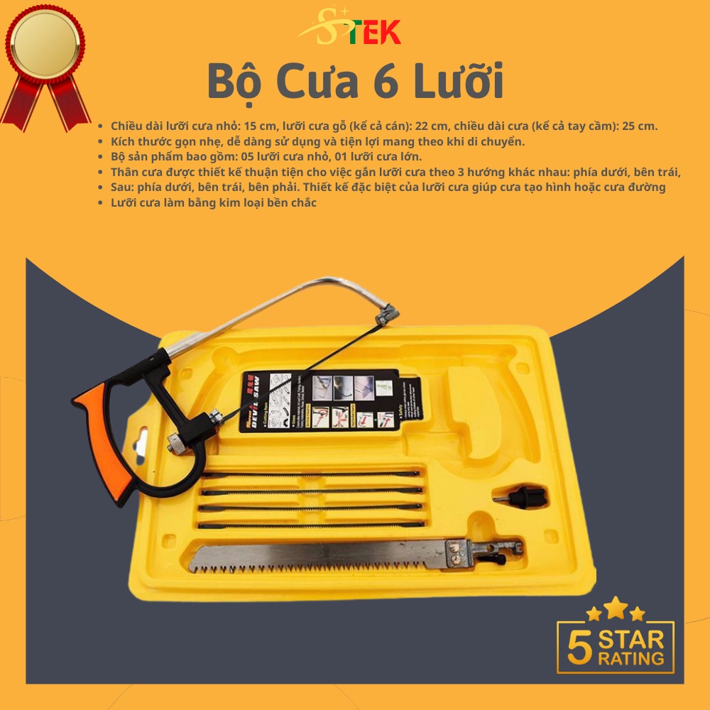 Bộ Cưa Tay 6 Lưỡi Đa Năng Lưỡi Cưa Làm Bằng Kim Loại Bền Chắc Kích Thước Gọn Nhẹ Dễ Dàng Sử Dụng