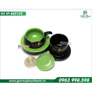 Phin cafe sứ Bát Tràng men gốm lòng xanh cốm