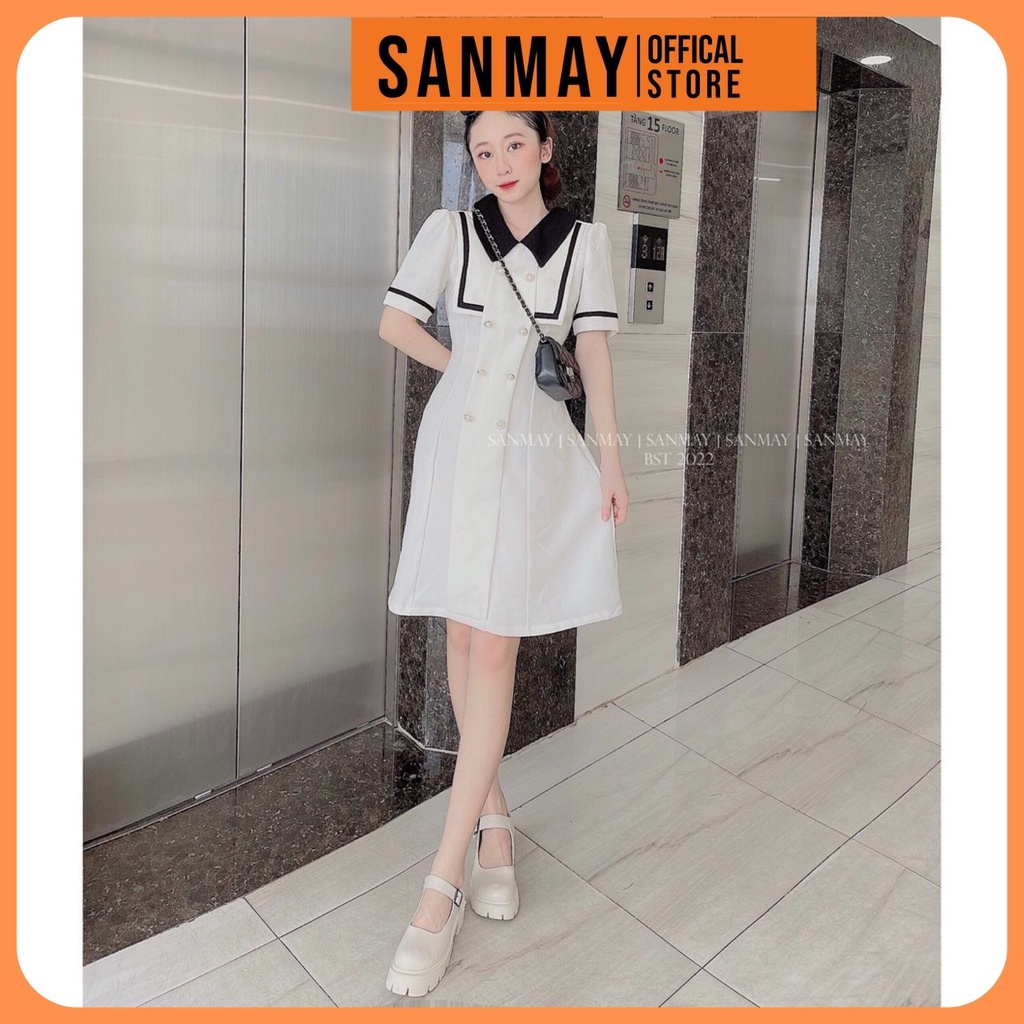 Váy Dự Tiệc Cổ Sơ Mi Nữ Đẹp SANJOLI Đầm Suông Công Sở Dáng Xòe Sang Trọng, Thanh Lịch VD023 | BigBuy360 - bigbuy360.vn