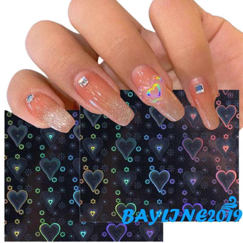 [Hàng mới về] Miếng dán trang trí móng tay hình trái tim nhiều màu sắc thời trang