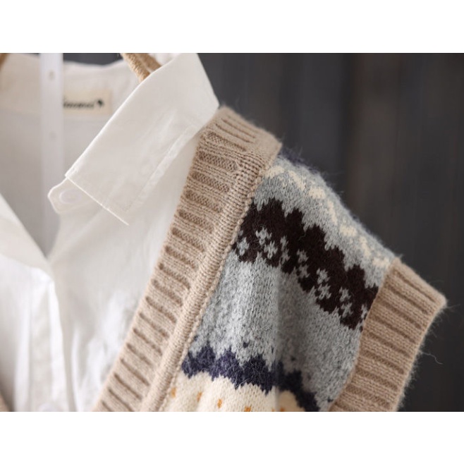 Áo ghi-lê vải len xẻ cổ chữ V dáng rộng thời trang cho phái nữ | BigBuy360 - bigbuy360.vn