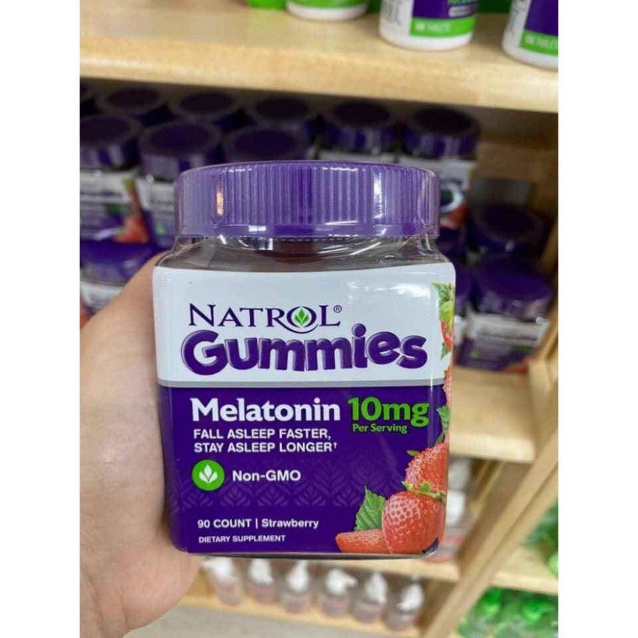 XẢ HÀNG HÀNG Kẹo Hỗ trợ giấc ngủ  Natrol Melatonin Gummies ,vị Dâu tây, 10mg $$$