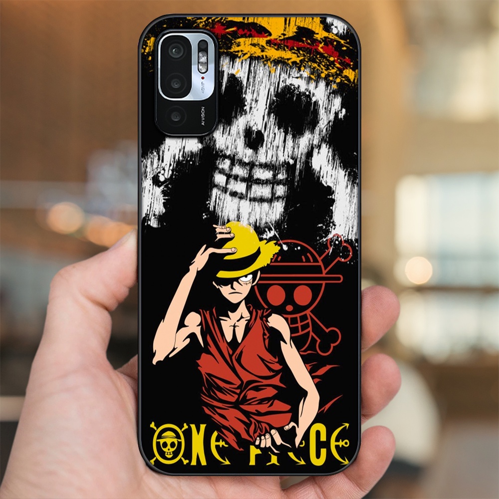 Ốp lưng Xiaomi Redmi Note 10 5G viền đen in hình Luffy One Piece