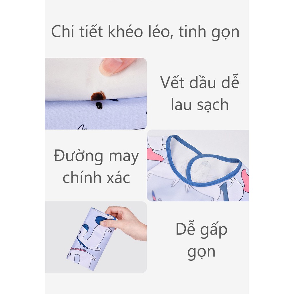 Yếm ăn dặm có máng hứng dài tay chất liệu PF chống thấm mã YADDT00X