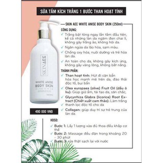 Sữa tắm ủ kích trắng than hoạt tính skin aec