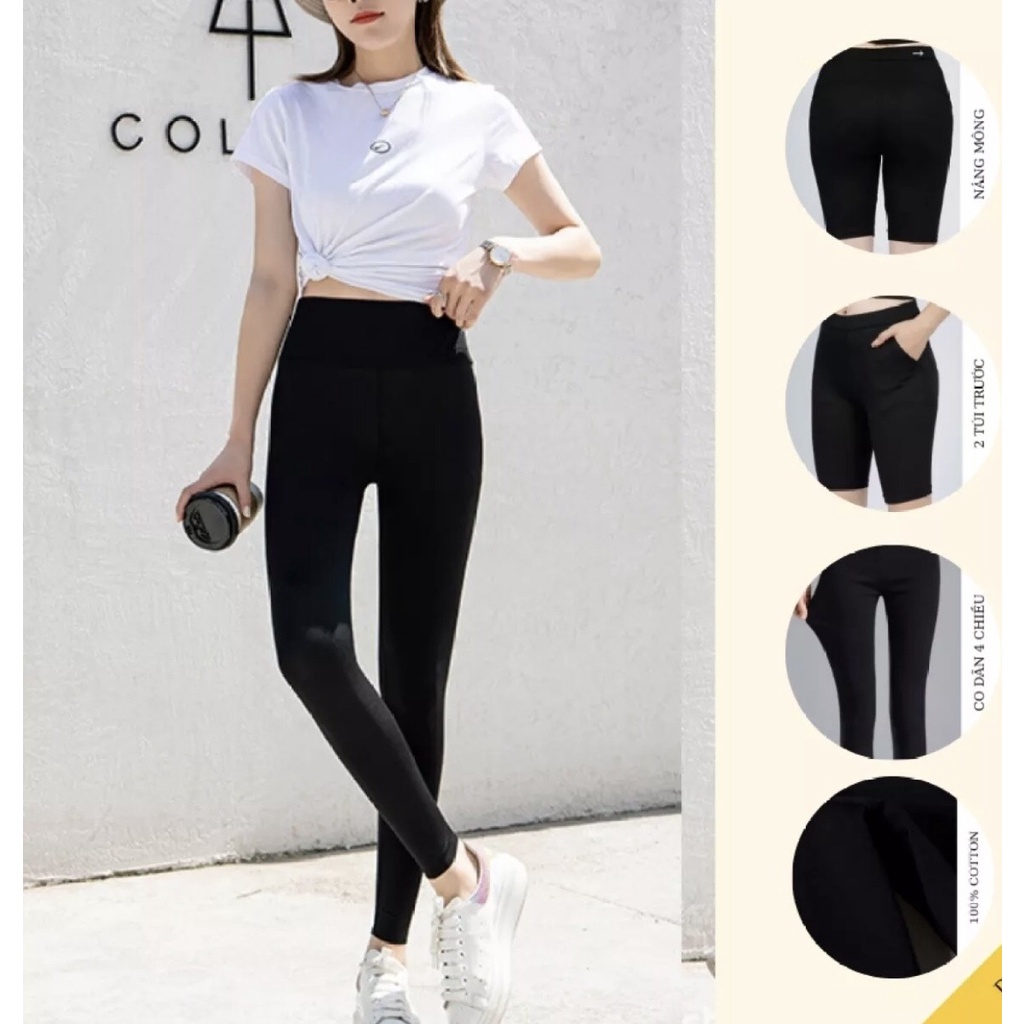 Quần dài legging nữ chất thun mềm mịn co giản 4 chiều