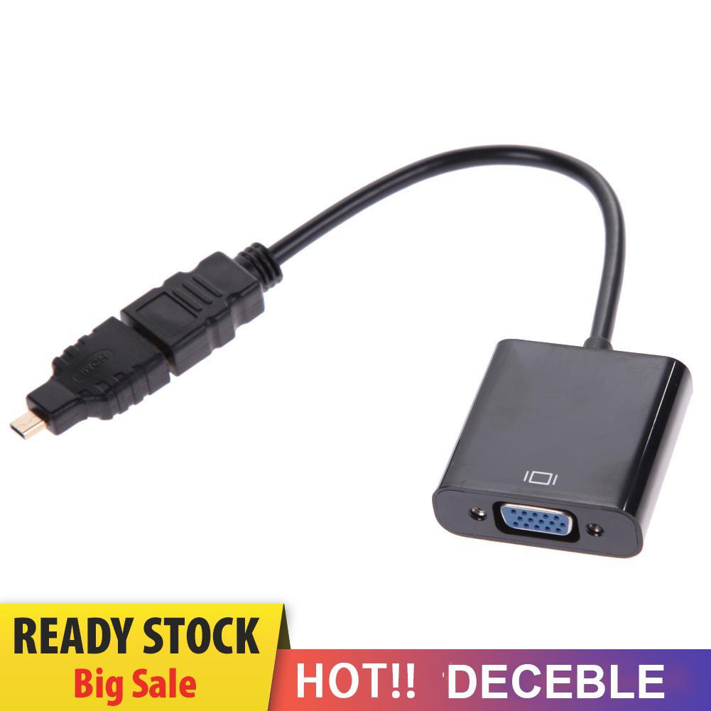 Deceble 1080P Micro HDMI-compatible / Mini HDMI-compatible / HDMI-compatible to VGA Converter Adapter with Audio