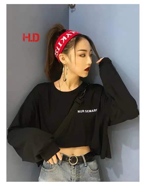 Áo croptop NUR SEMA tay dài H&amp;Đ