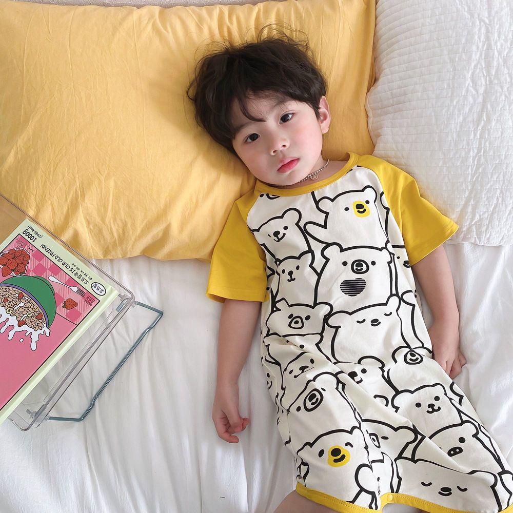Đồ Ngủ Liền Thân Bằng Cotton Phong Cách Hoạt Hình Mùa Hè Chất Lượng Cao Phong Cách Mới Cho Bé Trai Mặc Ở Nhà