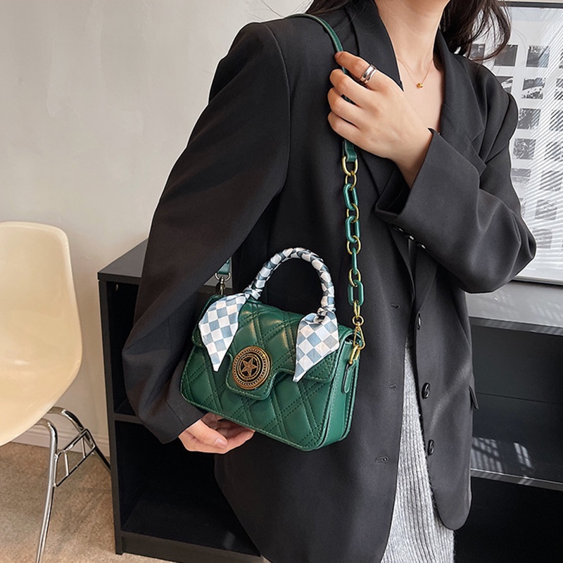 Ielgy Túi Đeo Chéo Nhỏ Hình Vuông Họa Tiết Kim Cương Đa Năng Cho Nữ