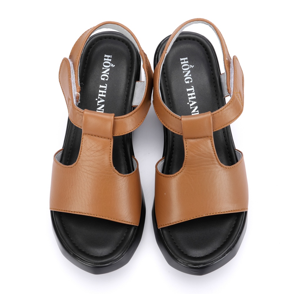 HỒNG THẠNH - Sandal Da Đế PU 2 Màu Đen &amp; Bò - 4912
