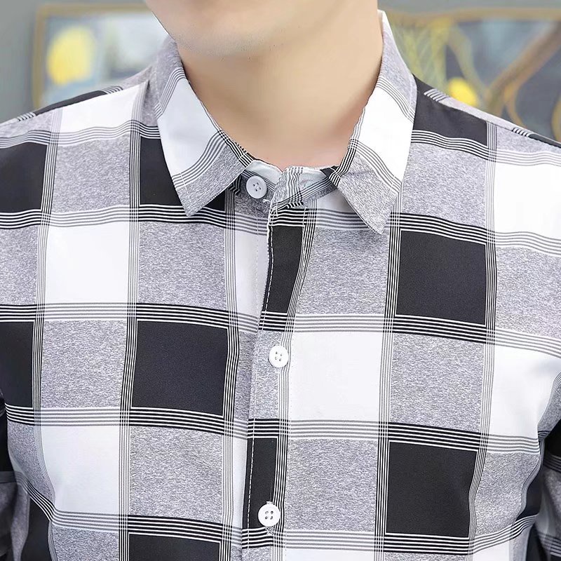 Áo Sơ Mi Tay Lửng Kẻ Sọc Ca Rô Dáng Ôm Phong Cách Hàn Quốc Thời Trang Xuân Hè Cho Nam Size M-3xl