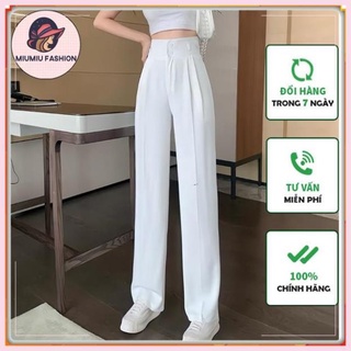 Quần ống rộng lưng cao 2 khuy dáng dài, quần ống suông cạp cao 2 cúc phong cách hàn quốc trẻ trung năng động
