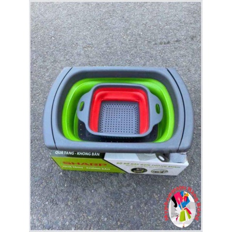 Set 2 rổ silicon gấp gọn hàng đẹp
