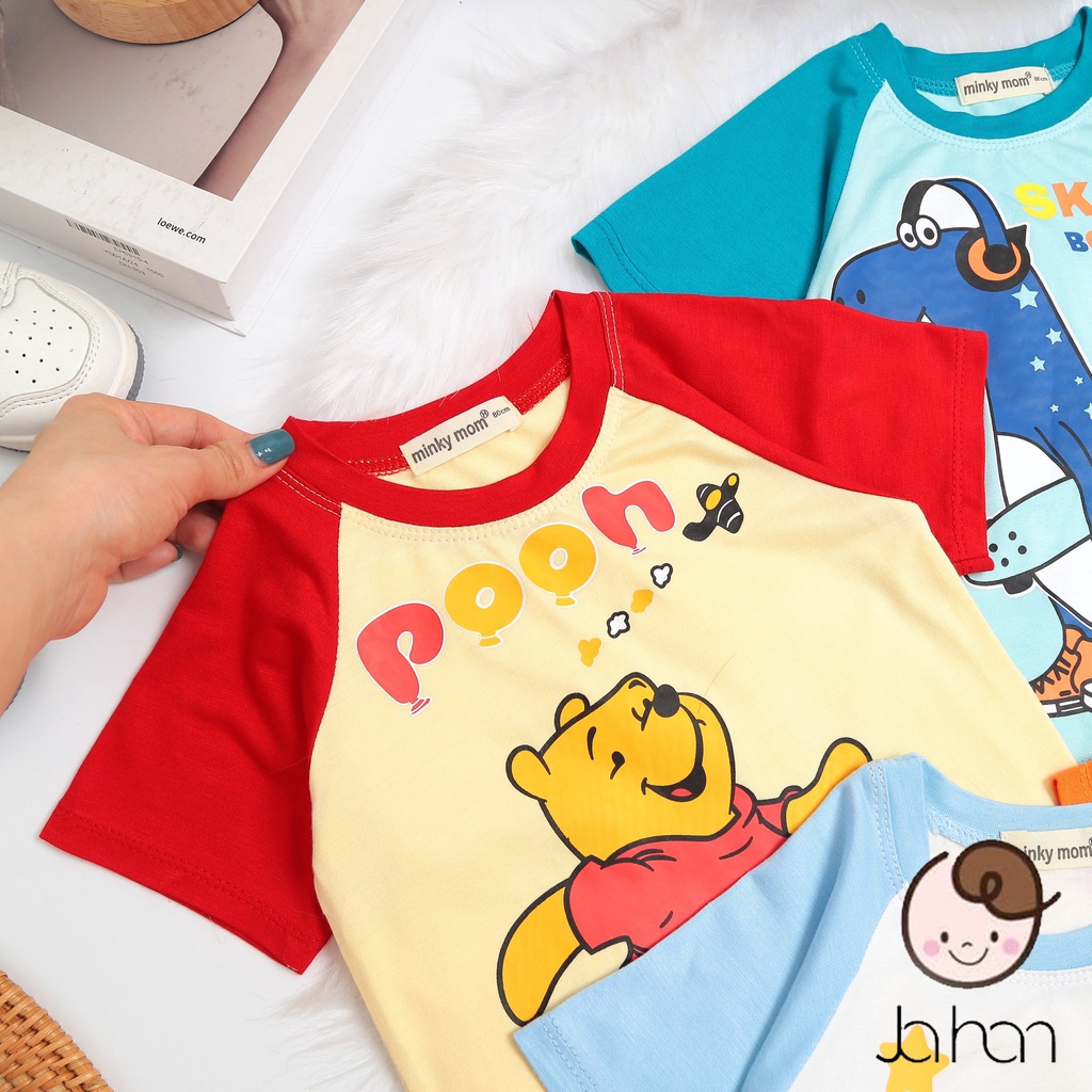 [SALE] Bộ Cộc Tay Cho Bé Trai, Bé Gái Minky Mom Vải Thun Lạnh Vũ Trụ Voi Hồng, Đồ Bộ Cho Bé Mặc Nhà MKM2224