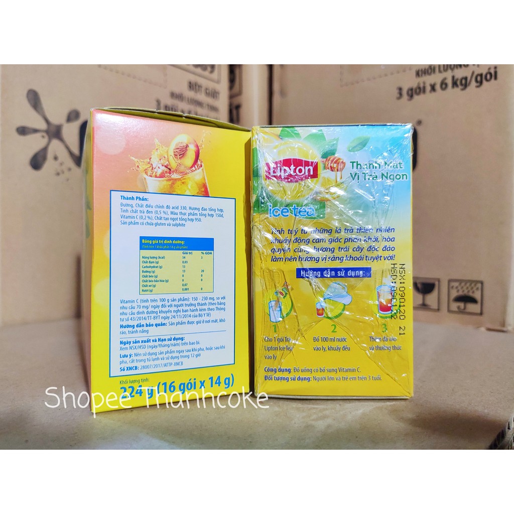 [Hoả Tốc] TRÀ LIPTON ICETEA Hòa tan HỘP 14G X 16 GÓI (ĐỦ VỊ) Chanh mật ong, Đào ICE TEA