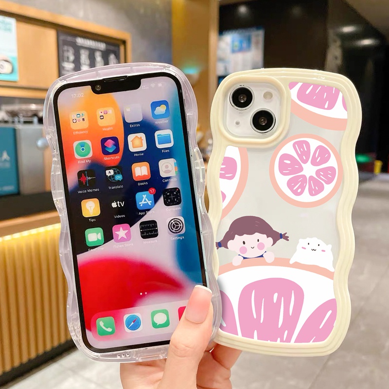 Suntaiho Ốp lưng iphone Ốp Điện Thoại mềm viền gợn sóng họa tiết trái cây thích hợp cho Iphone 14 14 pro 13 pro max 13 pro xr xs max