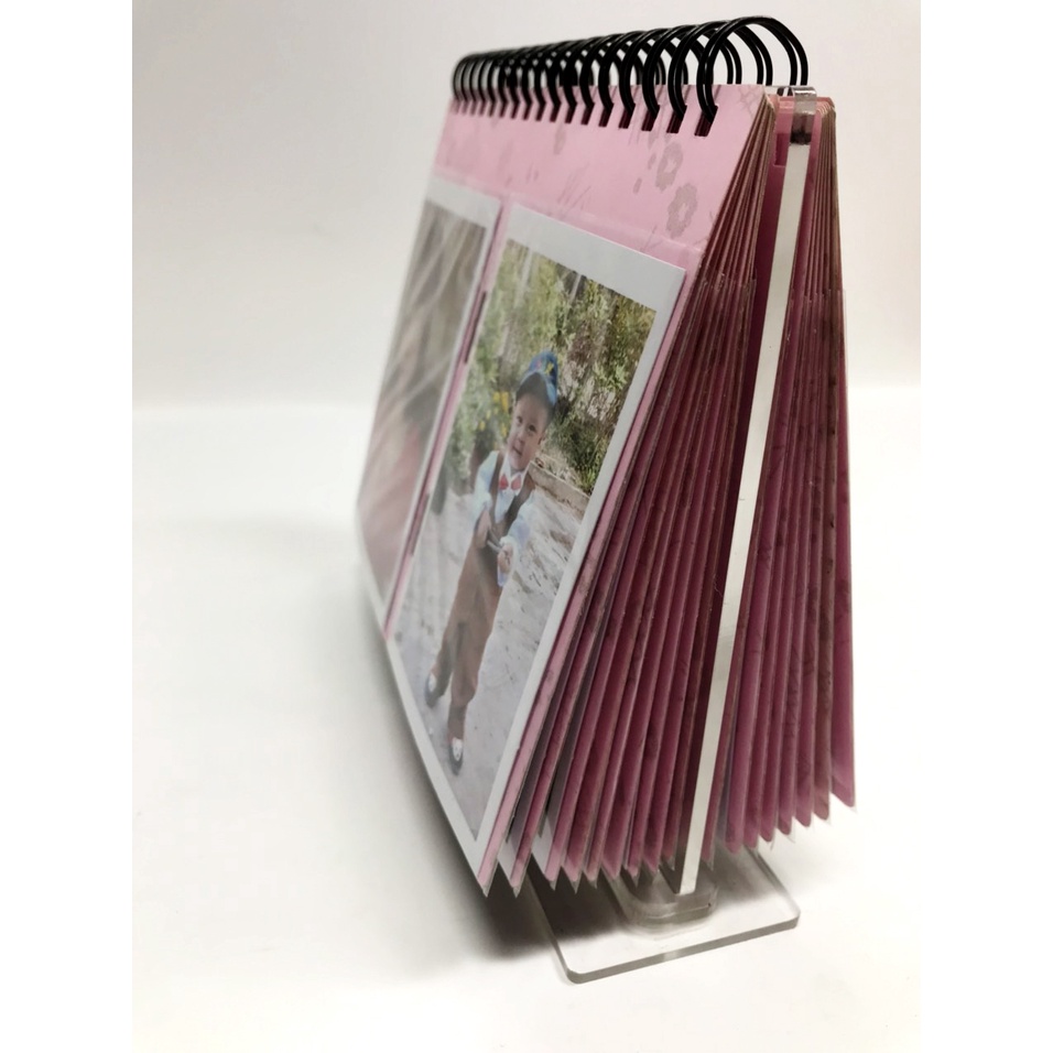 Album ảnh để bàn - Album ảnh 6x9cm lưu trữ 68 tấm , ĐẾ MICA TRONG SUỐT, GIẤY HOA VĂN CÓ KIM TUYẾN trang trí bàn làm việc