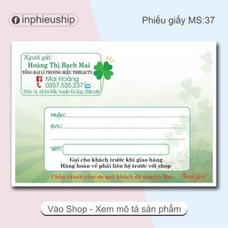Phiếu giao hàng Cỏ Ba Lá 400 tờ