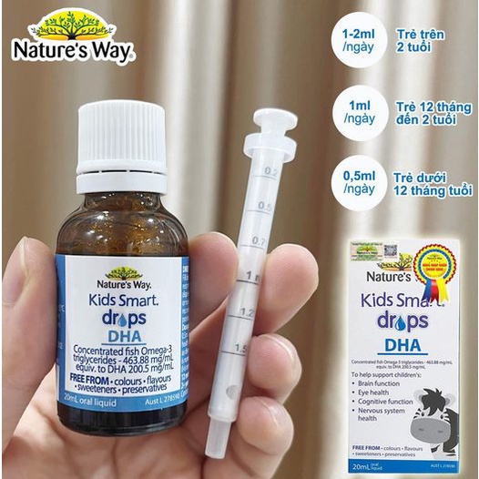 Nature's Way Kids Smart Drops DHA Giúp Bé Phát Triển Trí Não Thị Lực Từ Sơ Sinh