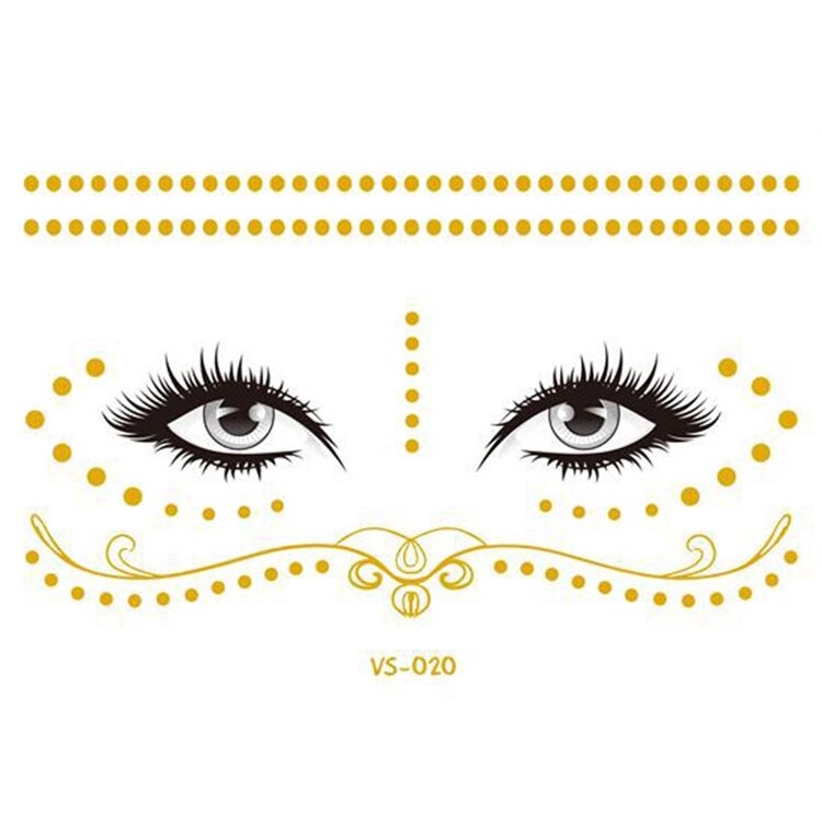 Miếng dán hình xăm tạm thời trang điểm mặt màu vàng đồng kháng nước