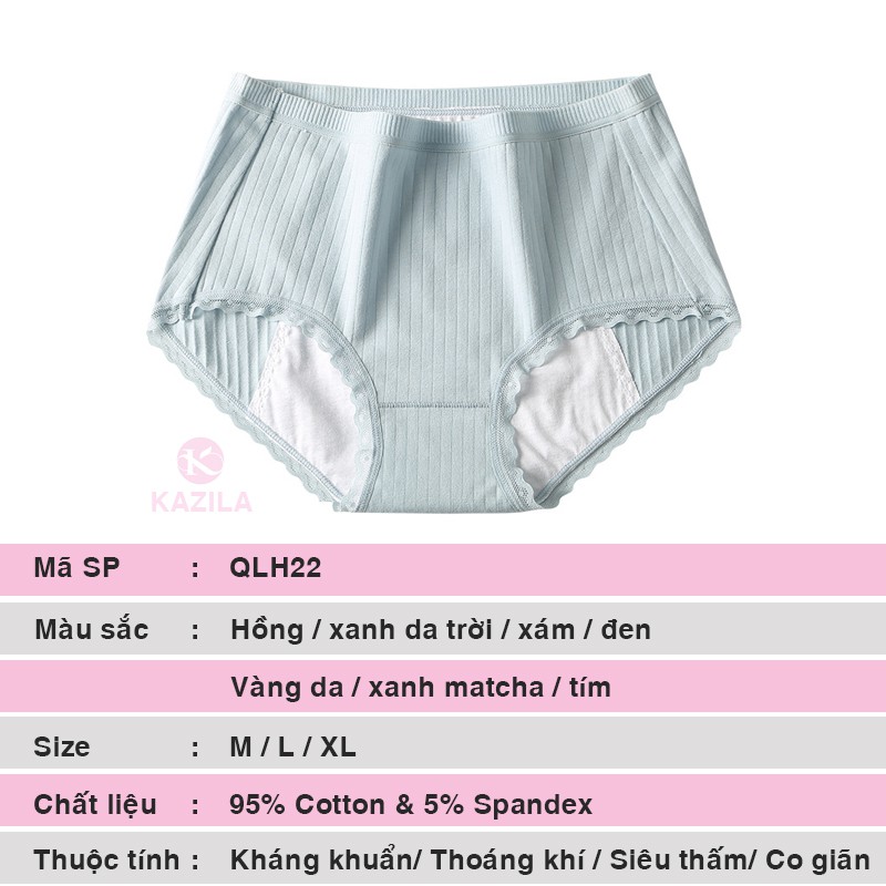 Quần lót nữ cotton cao cấp kẻ sọc sinh lý nữ thời kỳ kinh nguyệt, quần chip nữ chống rò rỉ Kazila QLH22