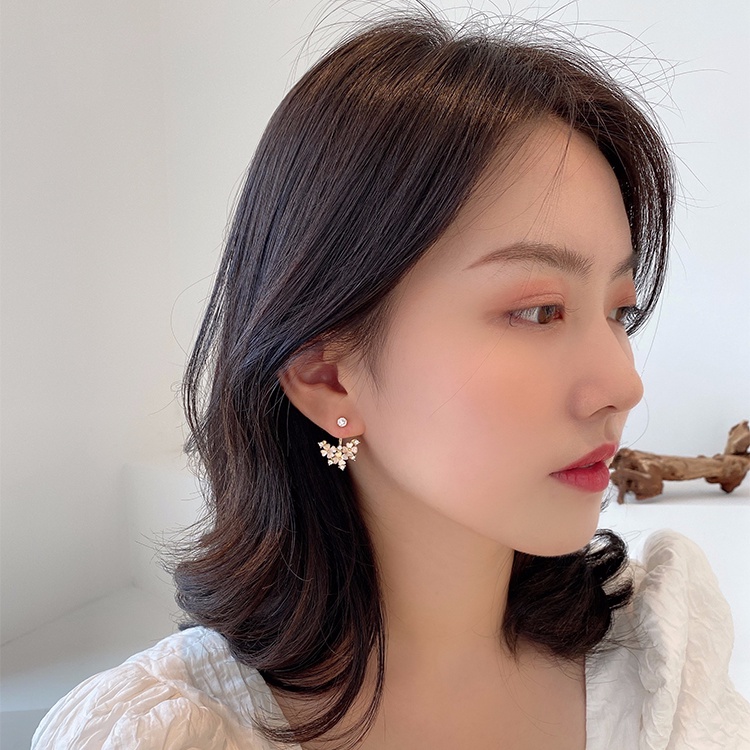 Bông Tai Hình Chữ V Đính Đá Lấp Lánh Phong Cách Hàn Quốc Thời Trang Cho Nữ