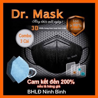 Sét 3 Chiếc  Khẩu Trang 3D than hoạt tính Dr.Mask 4 lớp dầy dặn .